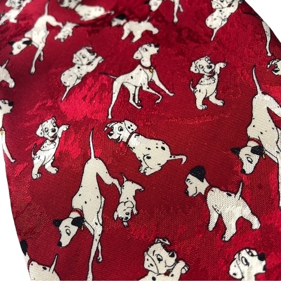 Disney Store Dalmatian Silk Tie 60” Unisex Red White Black - Picture 2 of 4